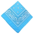 Vista dettagliata della bandana quadrata blu paisley con motivi classici a goccia - 54x54cm / Blu Lago (658707)