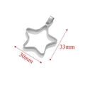 Silver stainless steel star pendant frame with 30mm width and 33mm height measurements - Pentagram / Steel