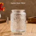 700ml garden style glass storage jar with sunflower relief and airtight bamboo lid - In the Garden Style / 700ml