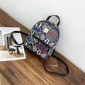 Fashionable mini backpack with multicolor snakeskin print and durable golden hardware - Combined Blue (Colorful Snake)
