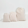 Three sizes of premium off-white velvet drawstring jewelry pouches in microfiber - Off White