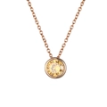 Collana in oro rosa con ciondolo in zirconia cubica rotonda gialla a castone - Novembre Giallo Chiaro - Oro