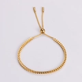 Detalle de pulsera de cadena tejida dorada ajustable con cierre deslizante de cuentas - Dorado