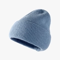 Light blue rib-knit winter beanie for men and women with a folded cuff design - Gray Blue