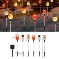 Solar Christmas reindeer snowman path lights with waterproof ground stakes for garden decor - Snowman Reindeer Santa (Transparent Tube)