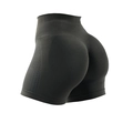 High-waisted black seamless yoga shorts with scrunch butt lifting effect for fitness - S / Gray