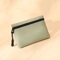 Mini portamonete in morbida pelle PU verde chiaro con grana litchi e chiusura a zip - Verde
