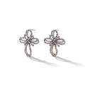 Elegante S925 Silber Ohrstecker mit gewebtem Blumen-Schleifen-Design für minimalistischen Stil - Weißgold