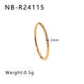 Slim 2mm golden twisted ring with sparkling crystals for elegant stacking, 0.5g weight - US 6 / Ultra Slim Polished Gold Style (NB-R24115)
