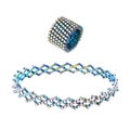 Detail of magic telescopic ring transforming into a colorful rhinestone bracelet - Diameter 1.8cm-7cm Adjustable / Blue AB Zirconia
