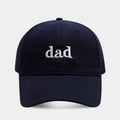 Classic navy blue cotton baseball cap with white dad embroidery and a curved brim style - Navy Blue