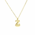 Close-up of polished 18k gold plated bubble 26 letter Z pendant necklace on white background - Necklace Z