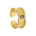 Anello intrecciato in argento S925 placcato oro con incastonato uno zircone blu - Oro 18K