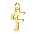 Polished gold-plated stainless steel letter F pendant with smooth metallic finish - Letter F
