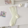 Breathable white mesh socks with openwork patterns and ribbed cuffs for summer fashion - One Size / Window Flower Milky White