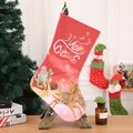 Festlicher roter Weihnachtssocke mit Weihnachtsmann und Rentier Stickerei Motiv - Roter Weihnachtsmann-Schlitten-Stil