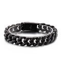 Bracciale da uomo a catena cubana in acciaio inossidabile 316L nero con finitura opaca - Nero