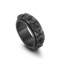 Anillo giratorio para hombre en negro mate con calaveras y cruces para el alivio del estrés - US 7 / Negro