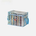 Foldable transparent PVC storage box with blue nylon trim for books and stationery - Medium / Blue Smile Face