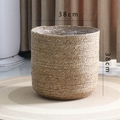 Natural round woven seagrass planter with waterproof lining measuring 38cm diameter - Large 38*38cm