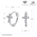 Medidas detalladas de pendientes de cruz en plata S925 con circonitas 5A de alta calidad - Plata 925 / Plata 925 chapada en oro blanco