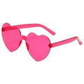 Pink transparent heart-shaped rimless sunglasses for Valentine's Day party props - Rose Red Heart Sunglasses