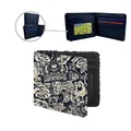 Portafoglio bifold da uomo in pelle PU con stampa tattoo retrò di teschi e rose - ZDQB-053 (Teschio Oscuro e Dadi)