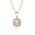 Elegante Halskette aus S925 Silber in Roségold mit quadratischem Moissanit-Anhänger-Design - Zirkonia-Stil (FDDZ-008) / Roségold