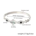 Brazalete de acero inoxidable plateado con ojo turco de esmalte azul y piedras de circón - Estilo Mal de Ojo (Z070) / Color Acero
