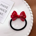 Elastico per capelli con fiocco rosso in acetato su un piatto bianco decorativo - Elastico per capelli / 5.4cm / Rosso Capodanno-Elastico per capelli