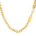 Collar de cadena bizantina dorada en acero de titanio con colgante rectangular grabable - Collar 50cm / Dorado