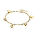 Golden titanium steel heart and bead anklet with lobster clasp and extension chain - Gold Color (KJ1147-Z)