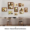 Minimalist photo frame set in walnut and natural wood finishes for wall decoration - Walnut and Natural Wood Combination / 10 Frame Set