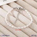 Pulsera retro francesa de perlas de vidrio blanco con colgante de corazón de plata - Estilo Plateado de 4 mm Sin Colgante (KB207007-Z)
