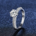 Classic six-prong S925 sterling silver ring with brilliant round cut zircon stone - Adjustable / Style 29 Classic Six Prong Ring (1 Carat)