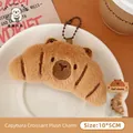 Cute Capybara croissant plush keychain pendant with brown bead chain in 10x5cm size - Charm / 5# Croissant Capybara Doll