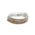 Sparkling multi-row wrap bracelet with champagne rhinestones and silver metal finish - Silver Multi-layer Champagne Brown Rhinestone
