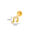 Pendiente nota musical en titanio F136 dorado con circonitas y dimensiones 4,4mm - Nota musical / Dorado