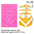 Molde de silicona rosa para fondant con relieves europeos y borde de cuerda - Modelo 2#15-26 / Rosa