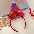 Cute red Christmas tree headband with LED lights and star decor for holiday parties - 23# Red Thick Christmas Tree Star Headband