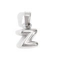 Polished silver-colored stainless steel initial Z letter charm pendant for jewelry DIY - Steel-Z