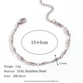 Minimalist 316L stainless steel bracelet in silver finish with 15+5cm adjustable chain - Bracelet / 2.5mm, 15cm+5cm / Steel