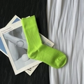 Neon green ribbed knit JK crew socks in a high elasticity stylish slouchy design - Short Tender Green