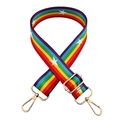 Rainbow striped wide replacement shoulder strap with white stars and gold metal buckles - No.6 Rainbow Stars