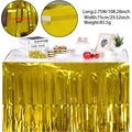 Falda de mesa con flecos dorados para Halloween con detalles de tamaño y peso precisos - Dorado