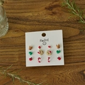 Set di 6 paia di orecchini natalizi con alce, orso e bastoncino di zucchero - Stile D (14 Paia)