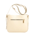 Borsa a secchiello minimalista in pelle PU beige con tracolla intrecciata e dettagli oro - Bianco Sporco