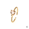 18K gold plated bubble ring with heart-cut zircon stone and adjustable open band - Champagne Heart / Adjustable Open