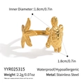 Detail view of starfish and turtle ring with dimensions and waterproof stainless steel specs - Starfish Turtle Style (YYR025315)