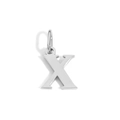 Polished silver metal letter X pendant charm with round ring for DIY jewelry making - Lowercase x - Steel Color